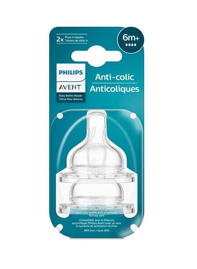 Philips Avent Anti colic Baby Teat Fast Flow 6m+ ( 2 Pack)